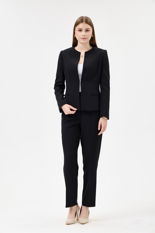 Velnara Moda Siyah Klasik Kadın Takım Elbise-sıfır Yaka Ceket & Cepli Dar Paça Pantolon Siyah - 927027358 Siyah