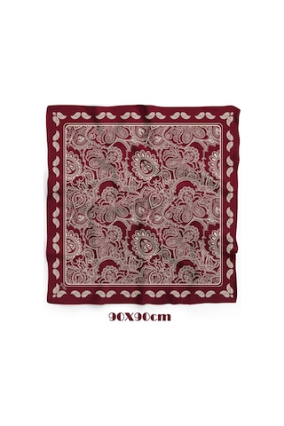 Zerafet Desen 90x90cm Eşarp/fular Bordo