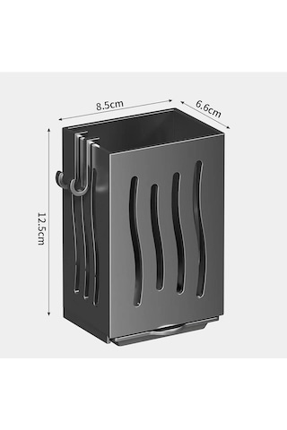 Gri Mutfak Eşyası Rafı-çok Fonksiyonlu Drenaj Çubuk Tutucu, Duvara Monte Veya Bağımsız Çatal Saklama Kutusu, Plastik