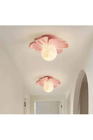 Modern Reçine Çiçeği Küçük Tavan Işık Yeşil Gömme Tavan Lambası, Pembe Diğer