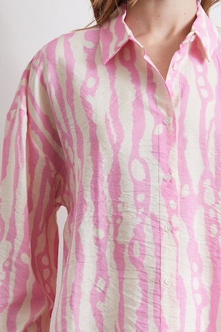 Never More Zebra Desen Modal Gömlek Pembe Pembe
