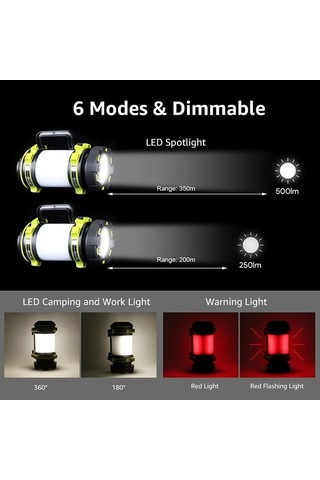 Artfulabode Yürüyüşü Yeşil Ve Usb Su Şarj Parlak Mükemmel, Modu, Mekan, Led Lambası Kinsach Kasırga Kamp Işık Ipx4 İle İçin Güç Geçirmez, Feneri, Ev En El Edilebilir, Durumları, Dış Dağ Bankası, Acil 6 500lm 2600mah Fr Yeşil