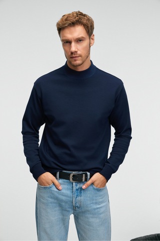 Grımelange QUILLA Erkek Yarım Balıkçı Basic Lacivert Sweatshirt
