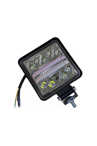 Tecnopoint Beyaz Led Sarı Kırmızı Çakarlı Kare Off Road Sis Farı Çalışma Lambası 26 Led 10-36v 102w
