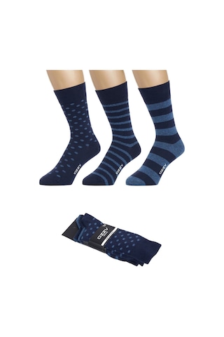 Ozzy Socks 3 Çift Dikişsiz Erkek Penye Pamuklu 4 Mevsim Çorap Dayanıklı Topuk Burun Lacivert