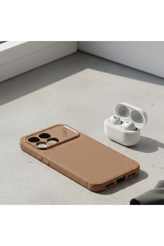 Xiaomi Poco F8 Pro Uyumlu Kılıf Karbon Tasarım Kamera Korumalı Silikon Telefon Kılıfı Kapak Kahverengi