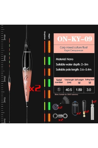 Novahub Onlyou 2 Adet Nano Akıllı Balıkçılık Şamandıra Bite Alarm Led Işık Otomatik Renk Değişim Balık Yemi Şamandıra Set