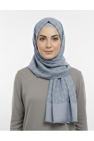 Armanda Cotton Monogram Desen Şal - 3048-77 Gri