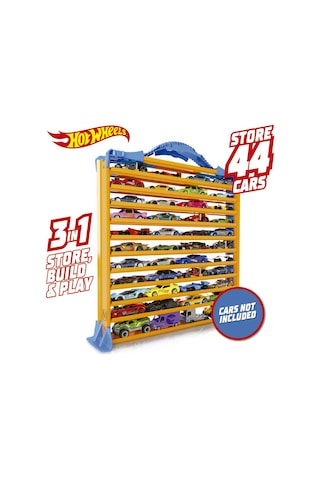 Hot Wheels Racentrack 44 Adet Araba İçin Depolama Rafı ve Yol Pisti HWCC9B
