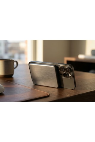 Uk Apple Uyumlu iPhone 17 Pro Magsafe 5000mah Ultra İnce Powerbank Kablosuz Hızlı Şarj-titanyum Gri Titanyum