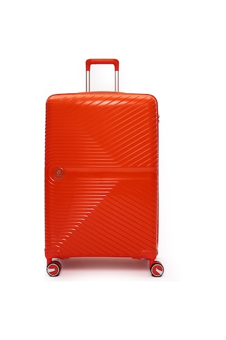 Elatae Exclusive Pro Polipropilen Kırılmaz 3'lü Valiz Seti Büyük - Kabin Boy Ve Makyaj Çantası Turuncu 5239