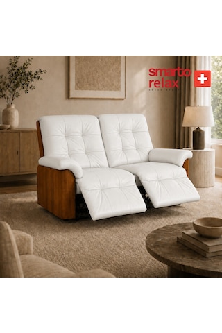 Smarto Relax Berlin İkili Yatar Ayak Uzatmalı Ergonomik Deri Tv Koltuğu Baba Koltuğu Beyaz