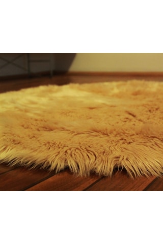 Tappeto Akrilik Kuzu Kürkü Yuvarlak Halı Camel