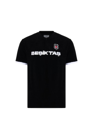 Beşiktaş Lisanslı Yazılı Logolu Siyah T-shirt Siyah - Beyaz