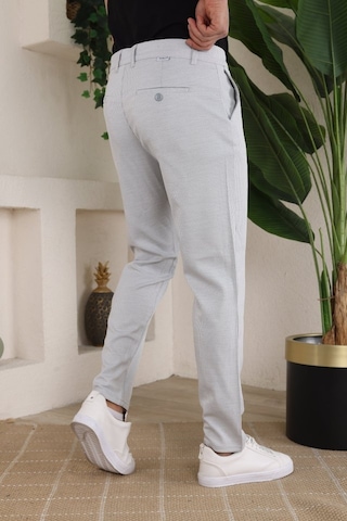 Erkek Casual Slim Fit Cord Desenli Kumaş Pantolon Gri