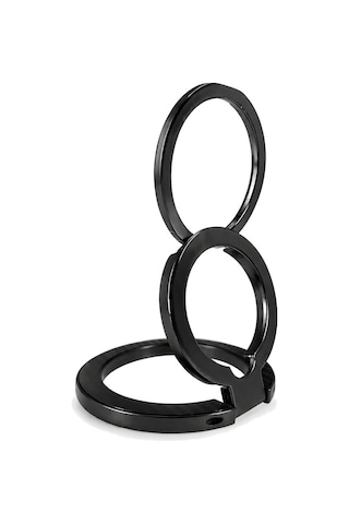 Zore Paris M162 Karbon Fiber Tasarımlı Magnetik Ring Standlı Telefon Tutucu Siyah