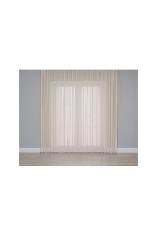 Lexroo Fabric Design Folded Bej Keten Plus Tül Perde 150 X 260