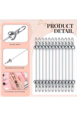 Gatherco 24 Parça Boncuklu Anahtarlıklar Toplu Boş Kendin Yap Metal Kalp Şeklinde Boncuklu Anahtarlık Çıkarılabilir Anahtarlık Yapımı Aksesuarları