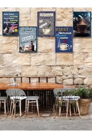 5 Parça 20cmx29cm Dekoratif A4 Mdf Tablo, Duvar Tabloları,cafe Tabloları , Kahve Köşesi Tabloları , Çerçeve Görünümlü Dekoratif Hediyelik