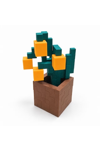Piksel İnci Çiçeği Biblo - 3d Baskı, Minecraft Esintili Turuncu