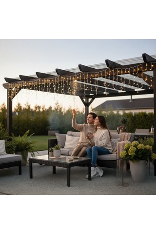 Upway 8 Modlu Saçaklı 96 Led - Ev Balkon Bahçe Parti Sınıf Dekoratif Aydınlatma Sarı