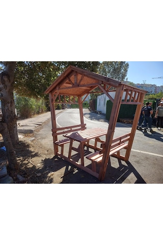 Pergola Banklı Ahşap Çardak P39 Maun