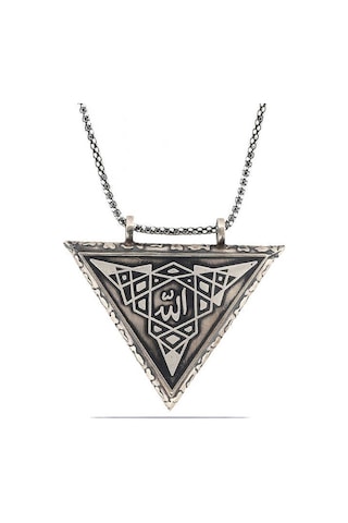 Himarry 925 Ayar Gümüş Üçgen İçi Açılabilen Muskalık Gümüş Kolye Beyaz