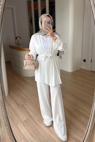 Ka Hijab Premium Hırkalı Rayon Takım - Beyaz