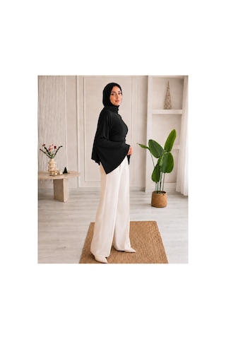 Unika Boutique Kadın Geniş Kol Belden Oturtmalı Bluz Siyah