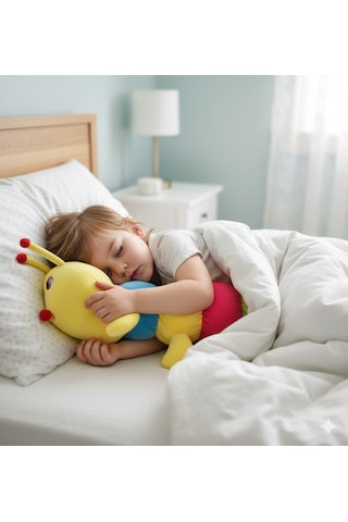 Merty Avm 50 Cm Büyük Rengarenk Peluş Tırtıl - Dolgun Yapılı Bebek Uyku Arkadaşı & Yatak Süsü