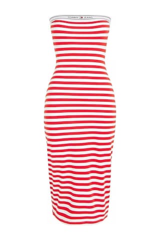 Tjw Logo Tape Strıpe Tube Dress Kırmızı