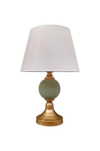 Alyoşa Abajur Eskitme Metal Yeşil Seramik Krem Şapka Haki