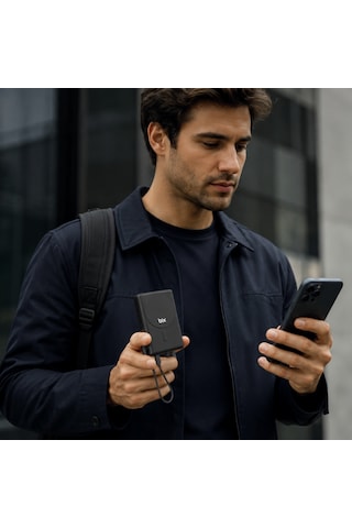 Bix Pb117 10000mah Pd20w Hızlı Şarj Kablosuz Magsafe Telefon Stant Özellikli Mini Powerbank Siyah