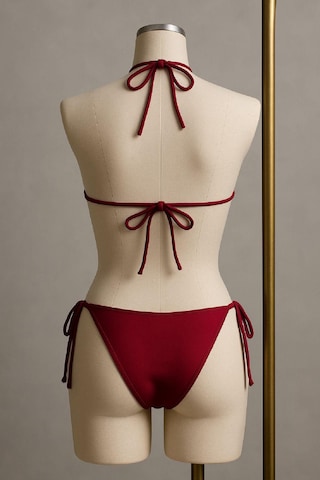 Alfa Aksesuar 03 Kadın Bordo Yandan Ve Boyundan Bağlamalı Bikini Mayo Takımı