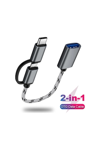 Usb To Type C Micro Usb Otg Kablo 2 İn 1 Yeni Nesil Bağlantı Tipleri Usb Data Şarj Çeviricisi