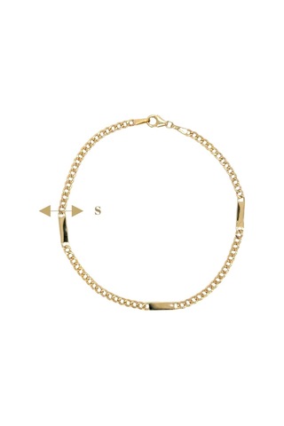 14 Ayar Altın S Plakalı Gurmet Zincir Erkek Bileklik Sarı Sarı Altın