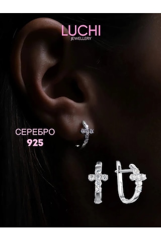 Luchi Jewellery Gümüş Haç Küpeler 229039812 Gümüş