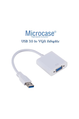 Microcase Usb 3.0 To Vga Adaptör - 20 Cm Beyaz - Al2619