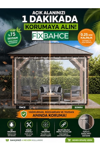 Fixbahçe 2mx2.5m Şeffaf Pvc Rüzgar Geçirmez Naylon Branda Beyaz