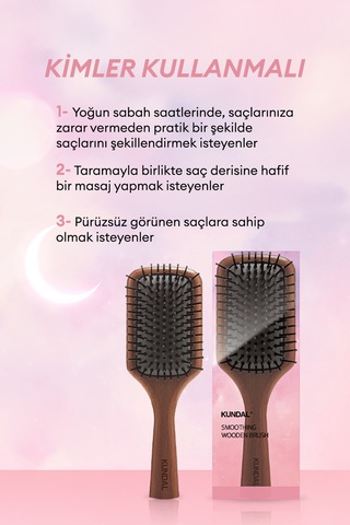 Kolay Ve Konforlu Kullanım Sunan Ahşap Tarak Kundal Smoothing Wooden Brush