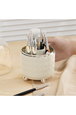 Didadodo 360 Dönen 6 Bölme Makyaj Fırça Organizatörü - Banyo/yatak Odası/masa İçin Şık Saklama Kabı Şeffaf Şeffaf