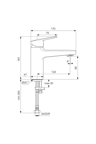 Ideal Standard Ceraplan Lavabo Bataryası 5l/dk Sifon Kumandasız - Bd222aa Krom