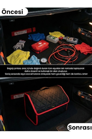 Araç Bagaj Düzenleyici Organizer Tay Tüyü Kaymaz Cırt Bantlı Geniş Hacimli Çanta A1