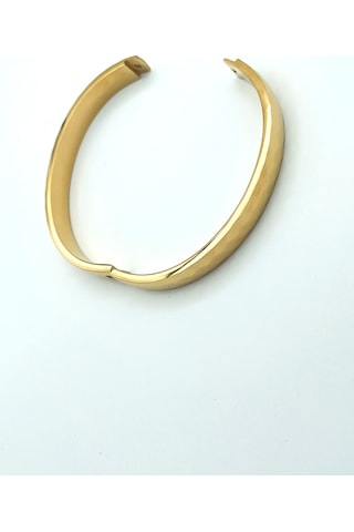 Takı Gezegeni Dokulu Minimalist Gold Paslanmaz Çelik Kelepçe Bileklik