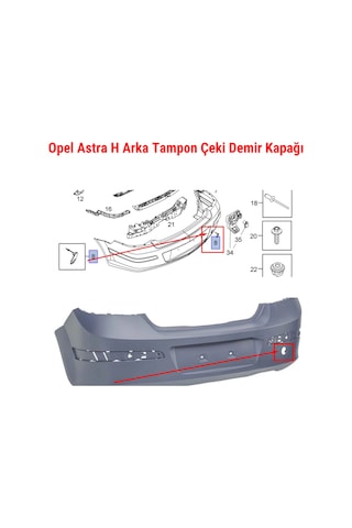 Opel Astra H Sedan Tampon Çeki Demiri Kapağı Arka 93192245 - 222736