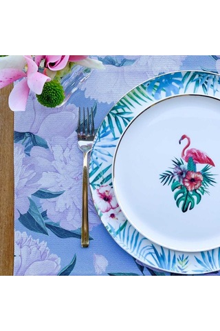 Blue - White Rose Kumaş Amerikan Servis 4'lü Set - 35x50 Keten, Ulusl.yıkama Ve Solmama Sertifikası Çok Renkli