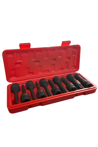 10 Parça 1/2 Darbeli Havalı Torx Lokma Seti T25-T30-T40-T45-T50-T55-T60-T70-T80-T90