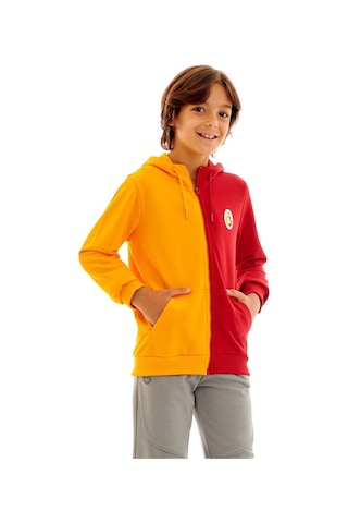 Galatasaray Sarı Kırmızı Kapüşonlu Çocuk Sweat Kişiye Özel Ahşap Kutulu Sarı - Kırmızı