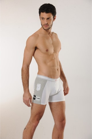Hmd 308 Pamuklu Likralı Erkek Boxer Külot - Beyaz Beyaz