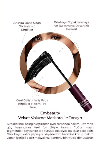 Embeauty Ultra Siyah Dolgunlaştırıcı Maskara Hacim Ve Uzunluk Etkili Siyah
